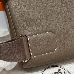 Hermès Hac a Dos PM Backpack Handmade In Togo Calfskin Leather Silver Hardware 18 Etoupe - Image 6