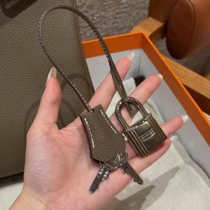 Hermès Hac a Dos PM Backpack Handmade In Togo Calfskin Leather Silver Hardware 18 Etoupe - Image 3