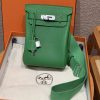 Hermès Hac a Dos PM Backpack Handmade In Togo Calfskin Leather Silver Hardware 1K Bambou