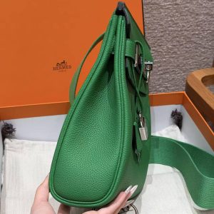 Hermès Hac a Dos PM Backpack Handmade In Togo Calfskin Leather Silver Hardware 1K Bambou - Image 22
