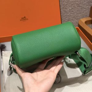 Hermès Hac a Dos PM Backpack Handmade In Togo Calfskin Leather Silver Hardware 1K Bambou - Image 20