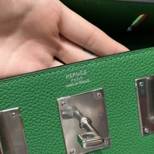 Hermès Hac a Dos PM Backpack Handmade In Togo Calfskin Leather Silver Hardware 1K Bambou - Image 18