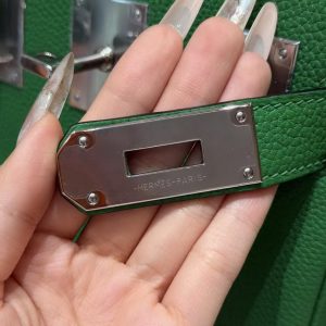 Hermès Hac a Dos PM Backpack Handmade In Togo Calfskin Leather Silver Hardware 1K Bambou - Image 17
