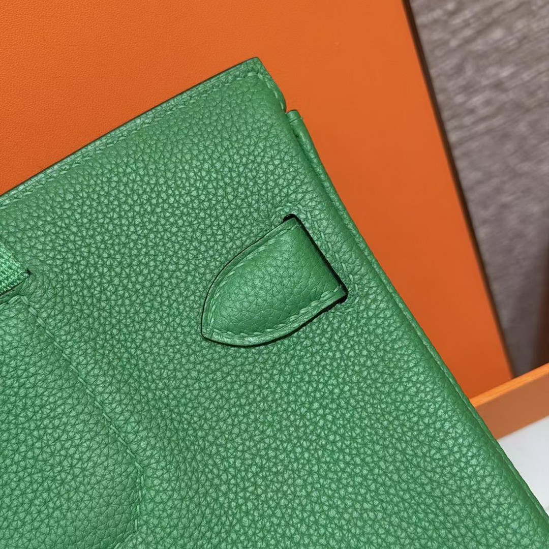 Hermès Hac a Dos PM Backpack Handmade In Togo Calfskin Leather Silver Hardware 1K Bambou - Image 15