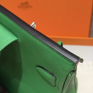 Hermès Hac a Dos PM Backpack Handmade In Togo Calfskin Leather Silver Hardware 1K Bambou - Image 11