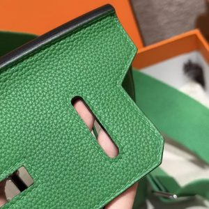 Hermès Hac a Dos PM Backpack Handmade In Togo Calfskin Leather Silver Hardware 1K Bambou - Image 9