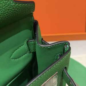 Hermès Hac a Dos PM Backpack Handmade In Togo Calfskin Leather Silver Hardware 1K Bambou - Image 8