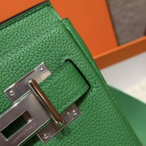 Hermès Hac a Dos PM Backpack Handmade In Togo Calfskin Leather Silver Hardware 1K Bambou - Image 7
