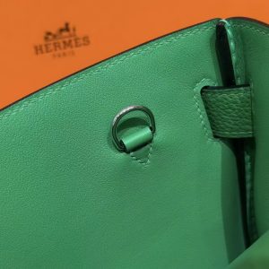 Hermès Hac a Dos PM Backpack Handmade In Togo Calfskin Leather Silver Hardware 1K Bambou - Image 6