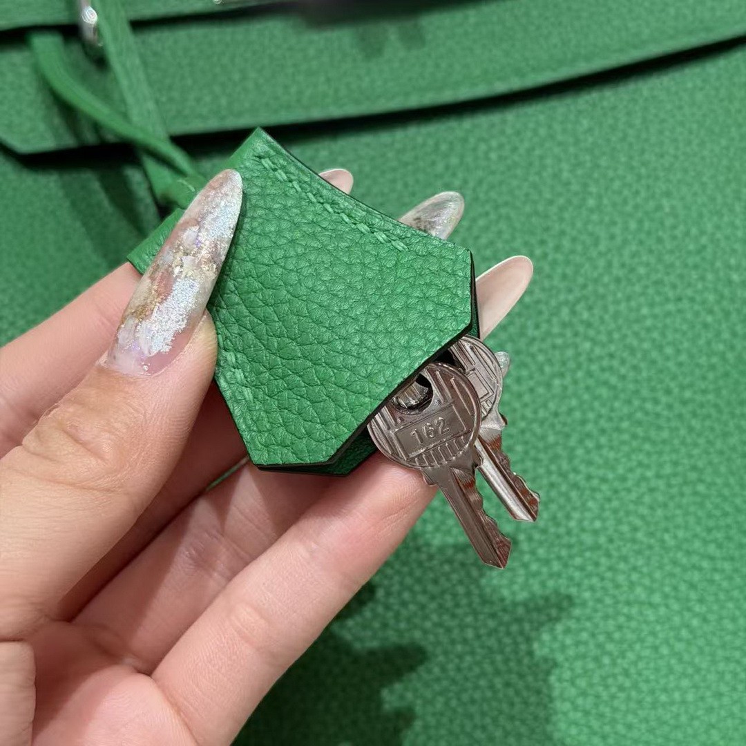 Hermès Hac a Dos PM Backpack Handmade In Togo Calfskin Leather Silver Hardware 1K Bambou - Image 4