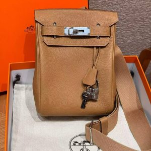 Alternative view of Hermès Hac a Dos PM Backpack Handmade In Togo Calfskin Leather Silver Hardware 21 Natural Sable