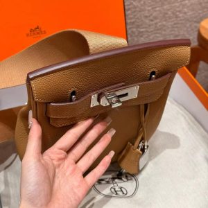 Hermès Hac a Dos PM Backpack Handmade In Togo Calfskin Leather Silver Hardware 21 Natural Sable - Image 13