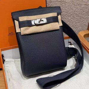 Alternative view of Hermès Hac a Dos PM Backpack Handmade In Togo Calfskin Leather Silver Hardware 2Z Blue Nuit