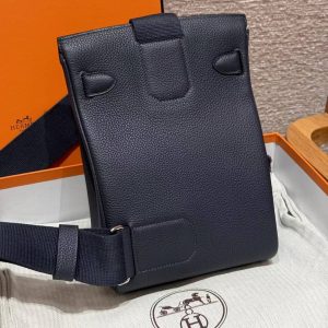 Hermès Hac a Dos PM Backpack Handmade In Togo Calfskin Leather Silver Hardware 2Z Blue Nuit - Image 19
