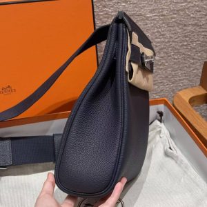 Hermès Hac a Dos PM Backpack Handmade In Togo Calfskin Leather Silver Hardware 2Z Blue Nuit - Image 18