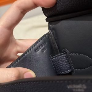 Hermès Hac a Dos PM Backpack Handmade In Togo Calfskin Leather Silver Hardware 2Z Blue Nuit - Image 14