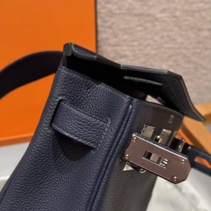 Hermès Hac a Dos PM Backpack Handmade In Togo Calfskin Leather Silver Hardware 2Z Blue Nuit - Image 13
