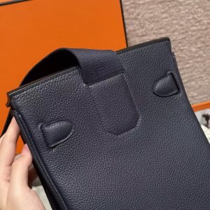 Hermès Hac a Dos PM Backpack Handmade In Togo Calfskin Leather Silver Hardware 2Z Blue Nuit - Image 7