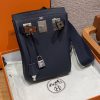 Hermès Hac a Dos PM Backpack Handmade In Togo Calfskin Leather Silver Hardware 2Z Blue Nuit