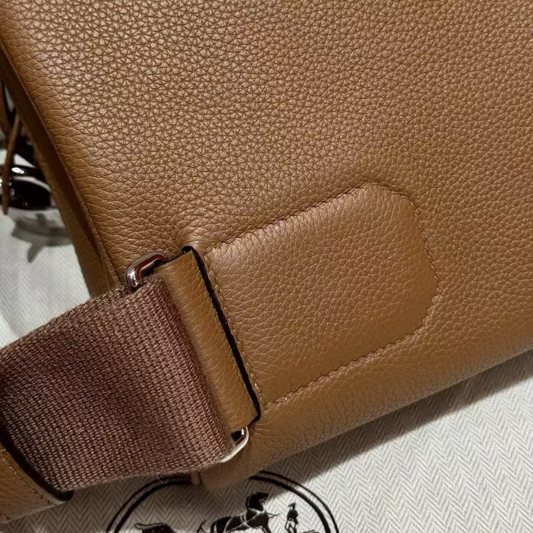 Hermès Hac a Dos PM Backpack Handmade In Togo Calfskin Leather Silver Hardware 3G Alezan - Image 9