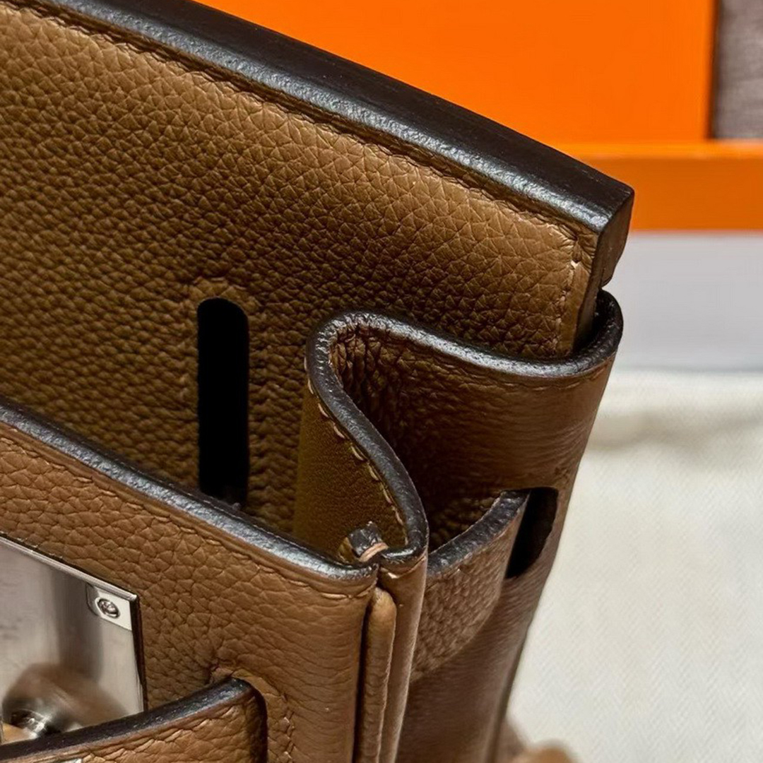 Hermès Hac a Dos PM Backpack Handmade In Togo Calfskin Leather Silver Hardware 3G Alezan - Image 6