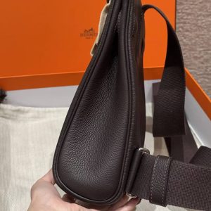 Hermès Hac a Dos PM Backpack Handmade In Togo Calfskin Leather Silver Hardware 46 Ebene - Image 19