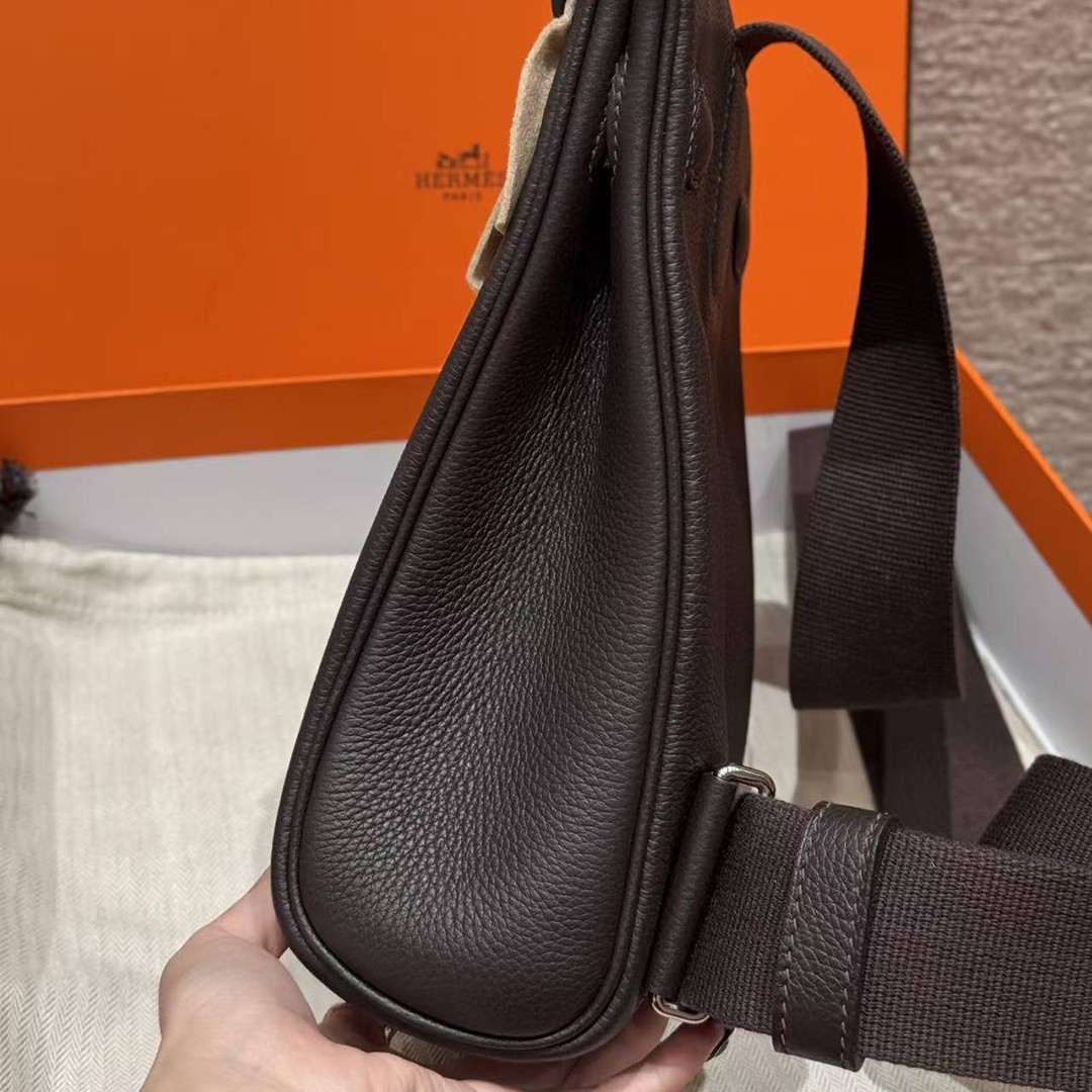 Hermès Hac a Dos PM Backpack Handmade In Togo Calfskin Leather Silver Hardware 46 Ebene - Image 19