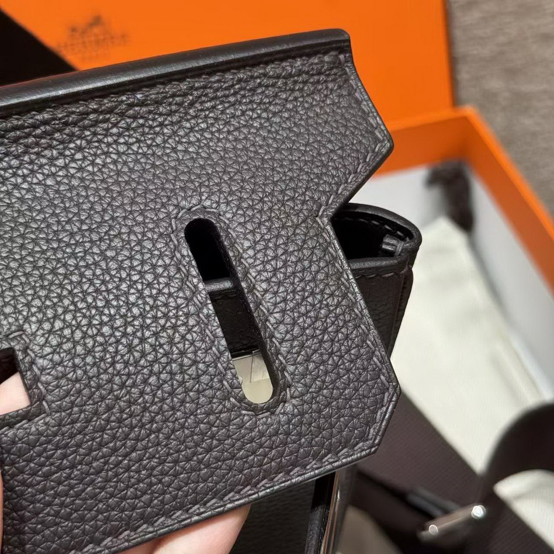 Hermès Hac a Dos PM Backpack Handmade In Togo Calfskin Leather Silver Hardware 46 Ebene - Image 9