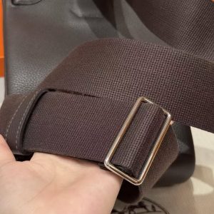 Hermès Hac a Dos PM Backpack Handmade In Togo Calfskin Leather Silver Hardware 46 Ebene - Image 3