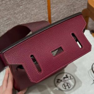 Hermès Hac a Dos PM Backpack Handmade In Togo Calfskin Leather Silver Hardware 55 Rouge H - Image 11