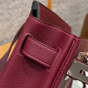 Hermès Hac a Dos PM Backpack Handmade In Togo Calfskin Leather Silver Hardware 55 Rouge H - Image 8