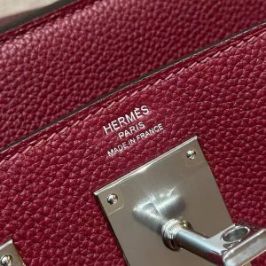 Hermès Hac a Dos PM Backpack Handmade In Togo Calfskin Leather Silver Hardware 55 Rouge H - Image 6