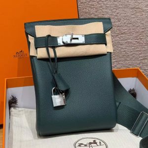 Alternative view of Hermès Hac a Dos PM Backpack Handmade In Togo Calfskin Leather Silver Hardware 60 Vert Cypress