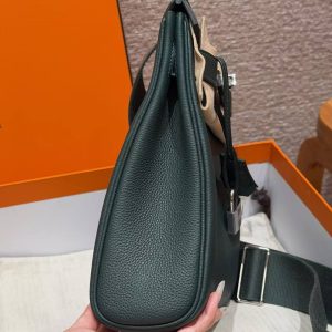 Hermès Hac a Dos PM Backpack Handmade In Togo Calfskin Leather Silver Hardware 60 Vert Cypress - Image 23