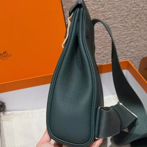 Hermès Hac a Dos PM Backpack Handmade In Togo Calfskin Leather Silver Hardware 60 Vert Cypress - Image 22