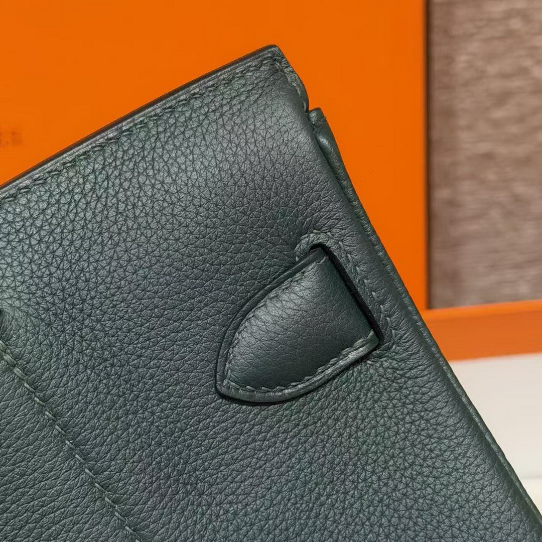 Hermès Hac a Dos PM Backpack Handmade In Togo Calfskin Leather Silver Hardware 60 Vert Cypress - Image 14