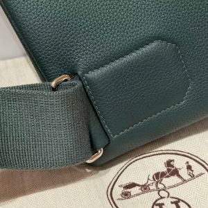 Hermès Hac a Dos PM Backpack Handmade In Togo Calfskin Leather Silver Hardware 60 Vert Cypress - Image 12