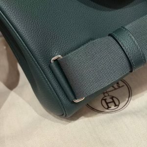 Hermès Hac a Dos PM Backpack Handmade In Togo Calfskin Leather Silver Hardware 60 Vert Cypress - Image 10