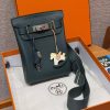 Hermès Hac a Dos PM Backpack Handmade In Togo Calfskin Leather Silver Hardware 60 Vert Cypress
