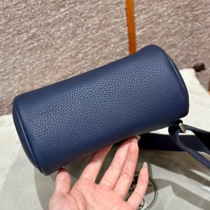Hermès Hac a Dos PM Backpack Handmade In Togo Calfskin Leather Silver Hardware 73 Blue Saphir - Image 12