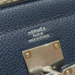 Hermès Hac a Dos PM Backpack Handmade In Togo Calfskin Leather Silver Hardware 73 Blue Saphir - Image 5
