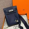 Hermès Hac a Dos PM Backpack Handmade In Togo Calfskin Leather Silver Hardware 73 Blue Saphir