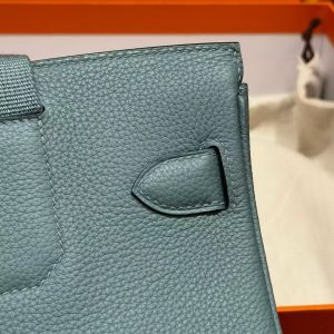 Hermès Hac a Dos PM Backpack Handmade In Togo Calfskin Leather Silver Hardware 7G Ciel - Image 13