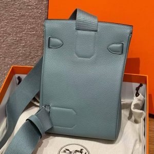 Hermès Hac a Dos PM Backpack Handmade In Togo Calfskin Leather Silver Hardware 7G Ciel - Image 8