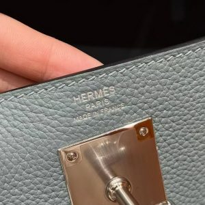 Hermès Hac a Dos PM Backpack Handmade In Togo Calfskin Leather Silver Hardware 7G Ciel - Image 3