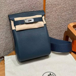 Alternative view of Hermès Hac a Dos PM Backpack Handmade In Togo Calfskin Leather Silver Hardware 7P Bleu Presse