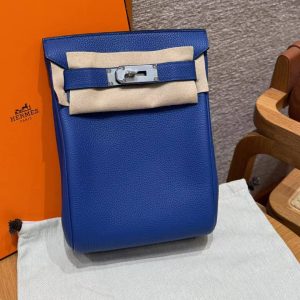Alternative view of Hermès Hac a Dos PM Backpack Handmade In Togo Calfskin Leather Silver Hardware 7T Blue Electric