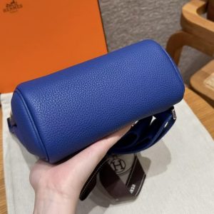 Hermès Hac a Dos PM Backpack Handmade In Togo Calfskin Leather Silver Hardware 7T Blue Electric - Image 15