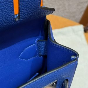 Hermès Hac a Dos PM Backpack Handmade In Togo Calfskin Leather Silver Hardware 7T Blue Electric - Image 13
