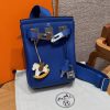 Hermès Hac a Dos PM Backpack Handmade In Togo Calfskin Leather Silver Hardware 7T Blue Electric